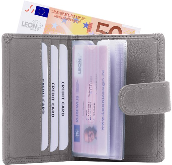 pasjeshouder - pasjeshouder uitschuifbaar - pasjeshouder mannen - pasjeshouder vrouwen - creditcardhouder heren - creditcardhouder dames - pasjeshouder mannen met portemonnee - pasjeshouder vrouwen portemonee - pasjeshouder portemonnee - grijs - leer
