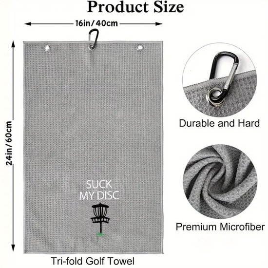 Nivard Golf Handdoek - Golfhanddoek - Golf Accessoires - Towel - Comfortabel - Grijs — afbeelding 2
