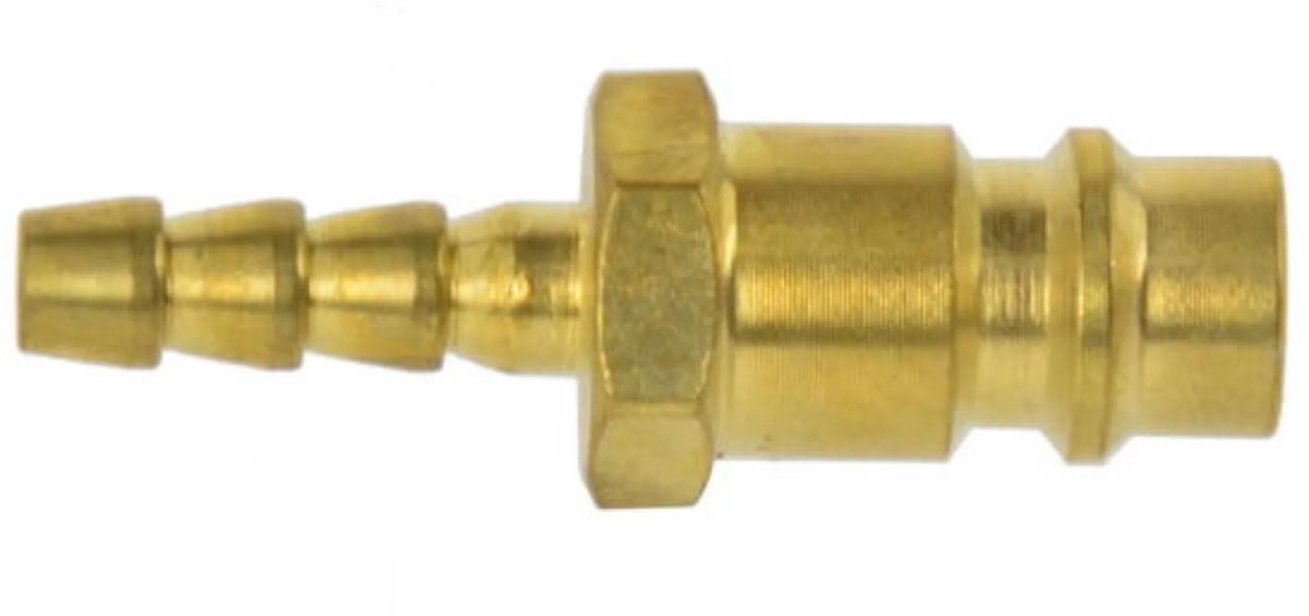 GEKO Koppeling voor luchtslang - 6 mm - Messing - 16 bar - 45 mm lang