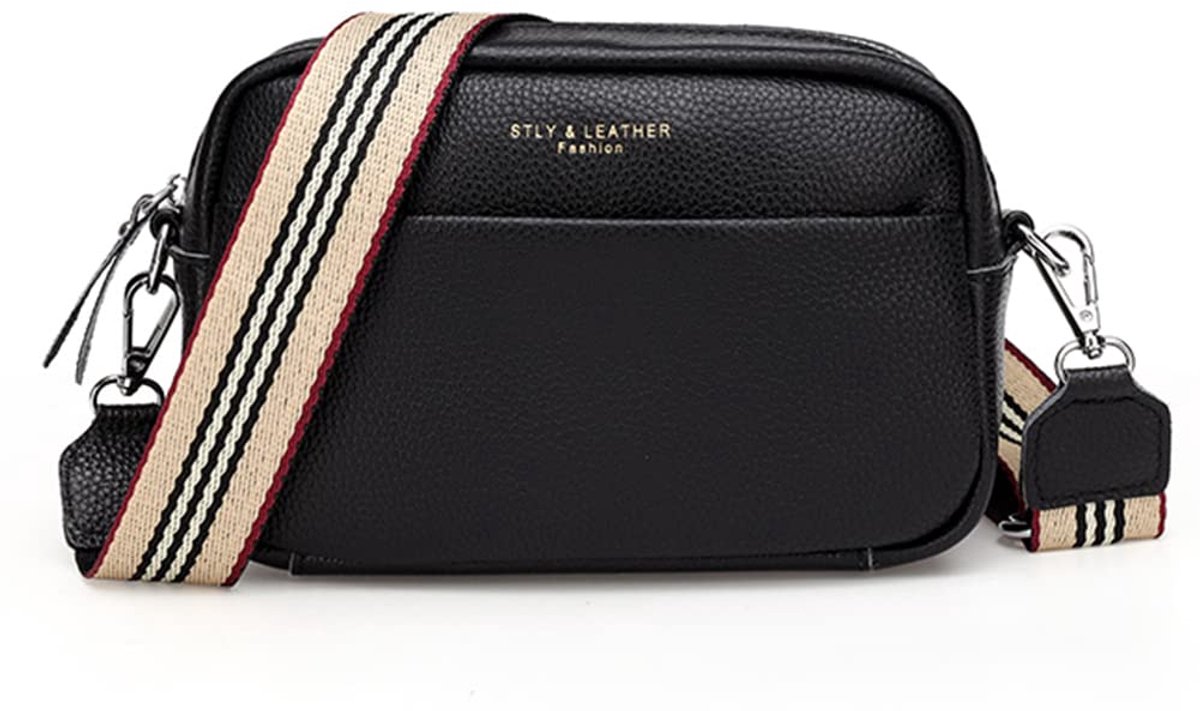 Geweo Dames Schoudertas Zwart - Crossbody Tas - Trendy Damestas - Kleine Schoudertas met Ritssluiting