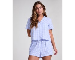 Hunkemöller Seersucker Short-Sleeved Jacket Blauw M