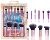 Travel Fantasy Mini Brush Kit-Make-upkwastenset - Mini reiskwasten - Roze make-uptas - Oogschaduw-, highlighter-, contour-, poeder- en concealerkwasten - Synthetische haren - Set van 10