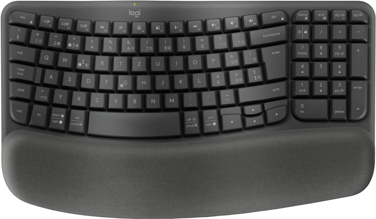 Logitech Wave Keys for Business - Ergonomisch Toetsenbord - QWERTZ Swiss Layout - Draadloos - Grafiet thumbnail 4