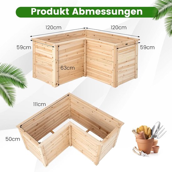 COSTWAY Bloembak met rankrooster, bloembak met latwerk, plantenbak van dennenhout, tuinlatwerk met rankkast, bloempot voor klimplant, balkon, tuin, terras, natuur, 222 x 114 x 110 cm