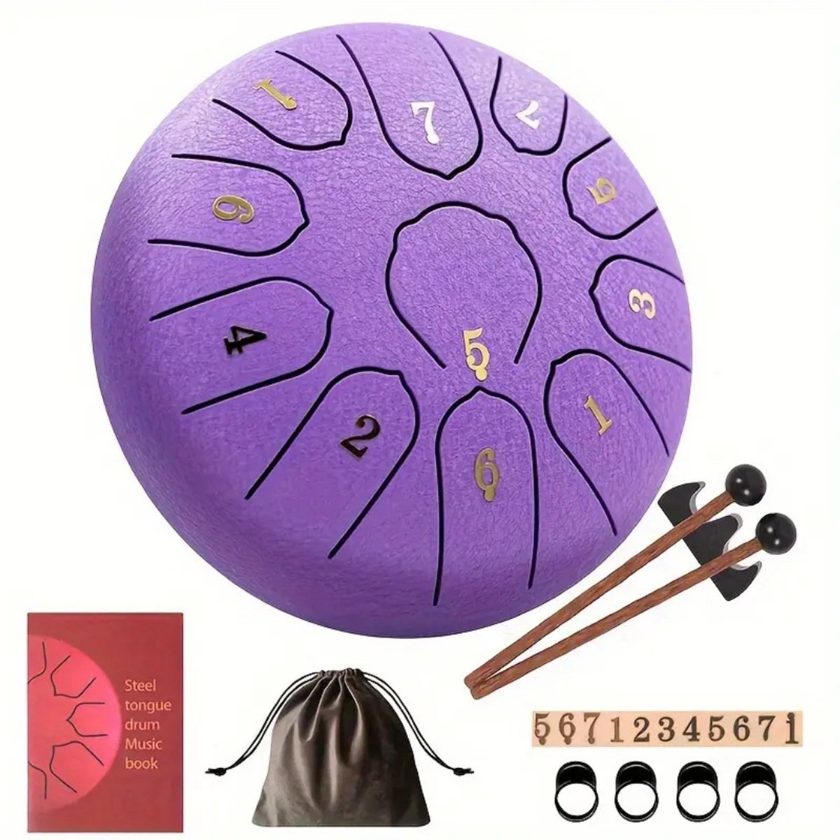 Bovista Handpan - Tongue Drum - Steel - Regen - Klankschaal - Lichtpaars