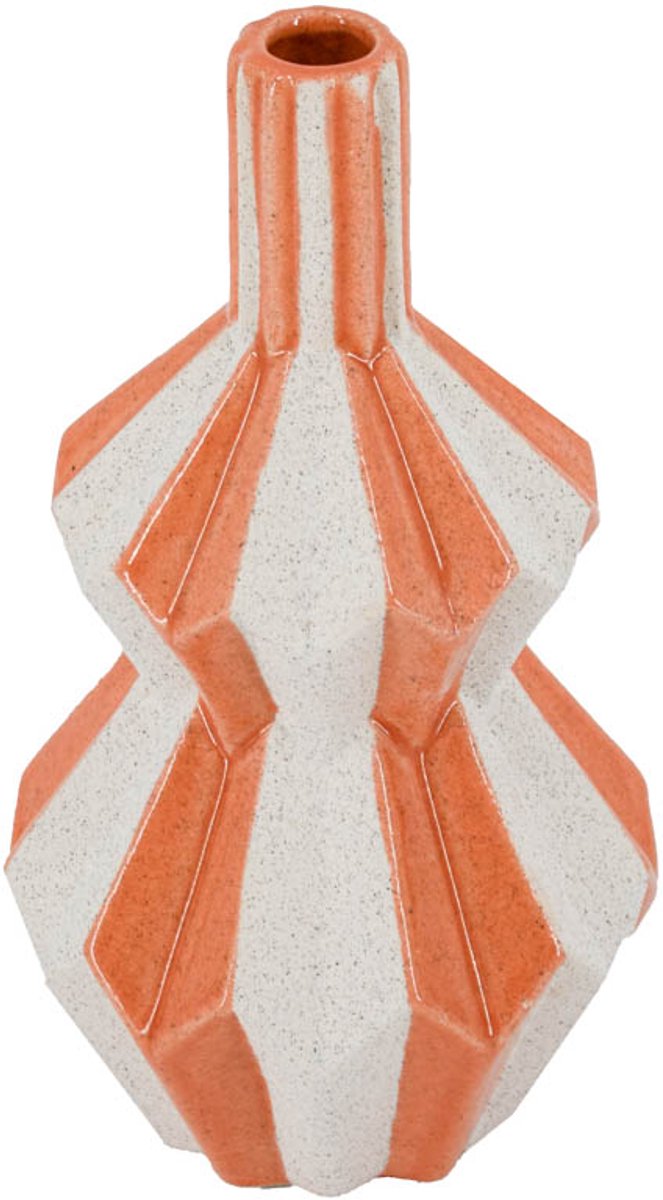 Homebound by Kolony HomeBound by KY | Aardewerk vaas stripes sandstone | vaas | 13x13x23cm Oranje