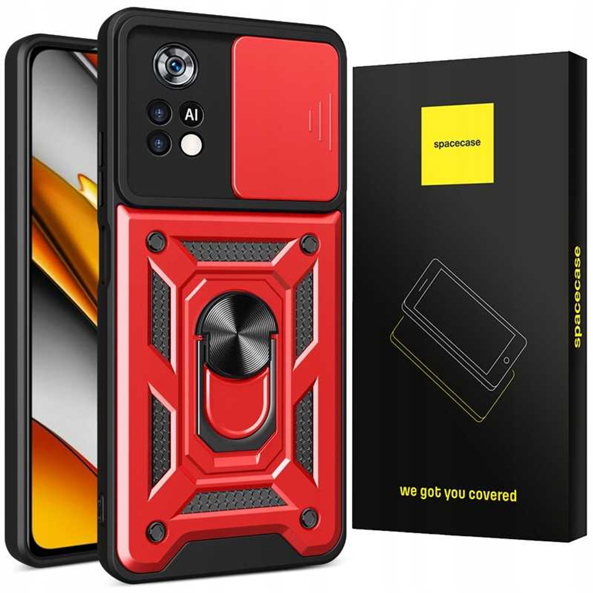 Spacecase Case Cover Voor Poco X4 Pro 5G Rood