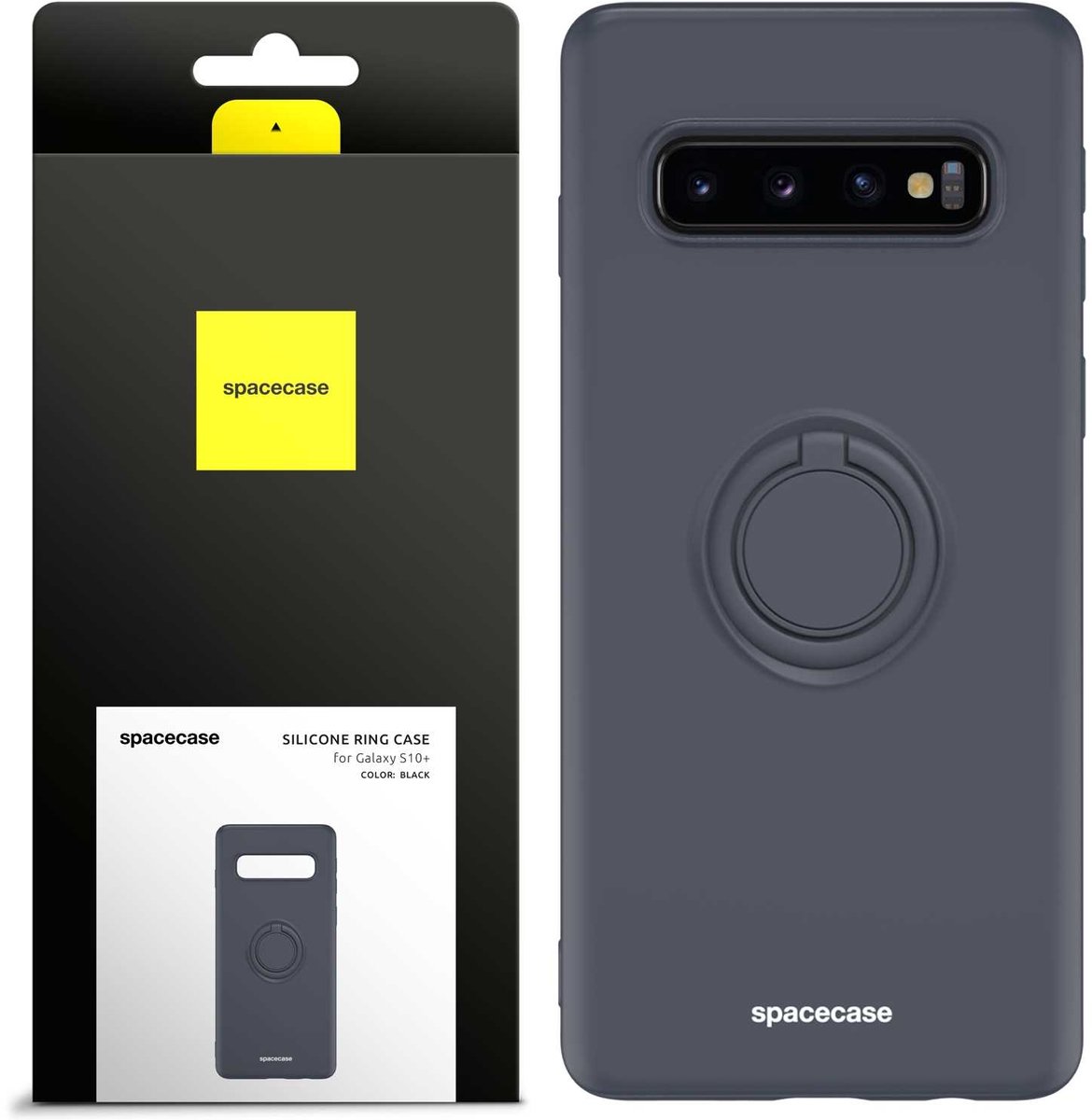 Spacecase Siliconen Case Ring Voor Samsung Galaxy S10+ Zwarte Cover