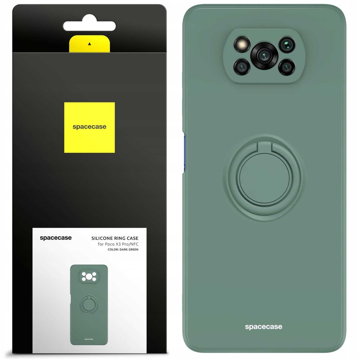 Spacecase Siliconen Case Ring Voor Poco X3 Pro Nfc Donkergroene Cover