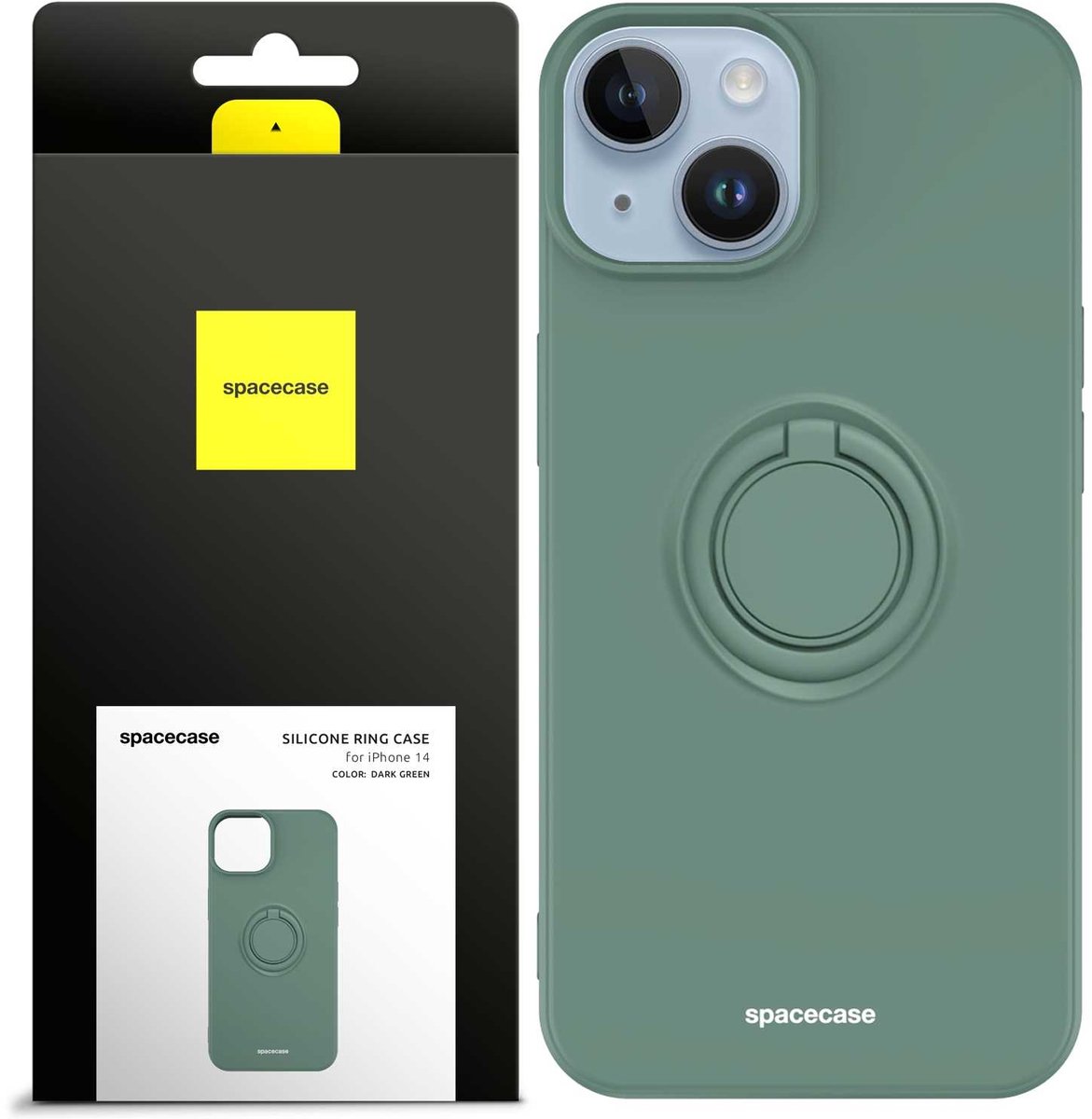 Spacecase Siliconen Case Ring Voor Iphone 14 Donkergroen Case Cover