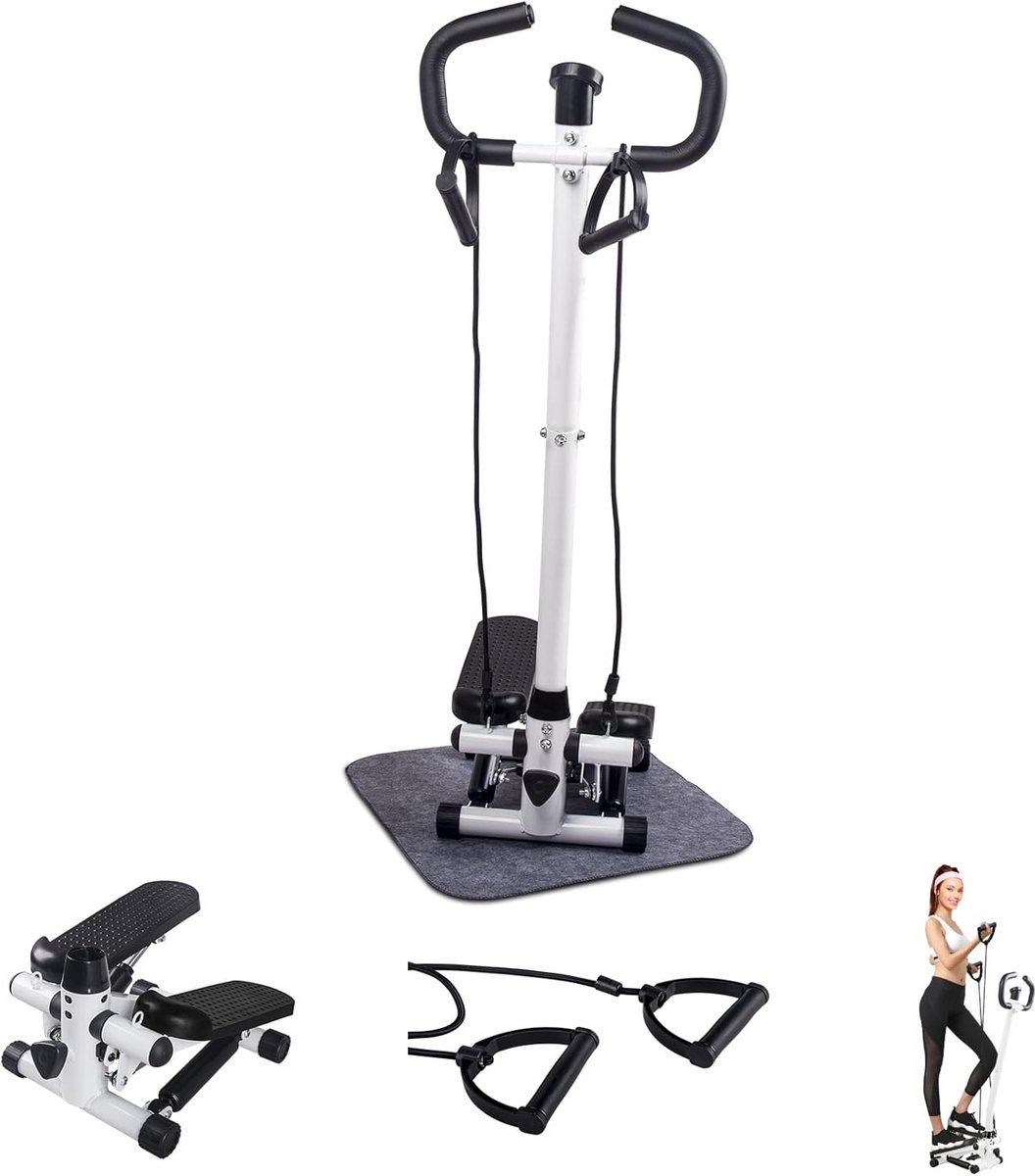 Mini Stepper Machine voor Thuis - Trap Stepper Oefenapparatuur met Weerstandsbanden en LCD-monitor