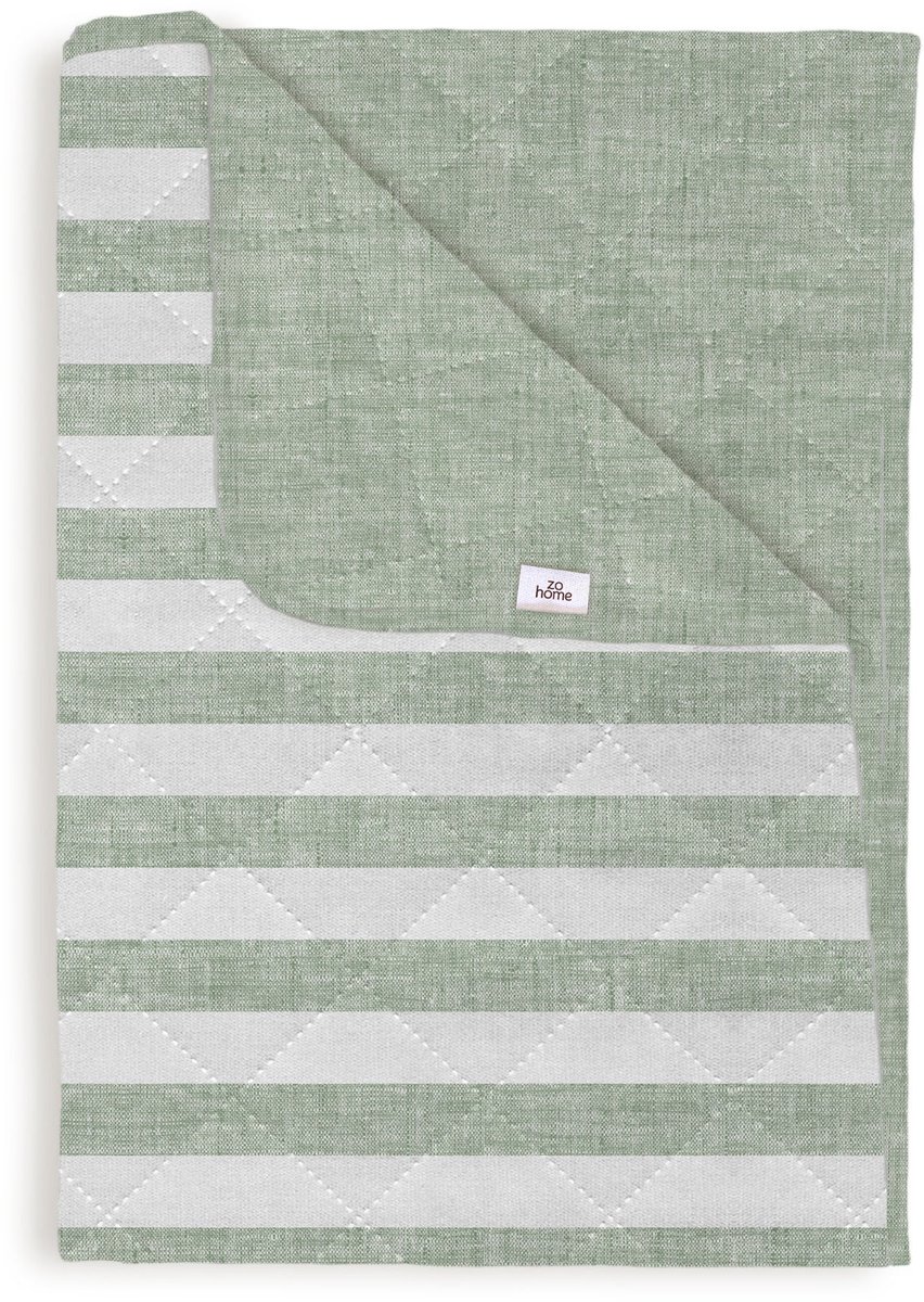 Zohome Bed Sprei Banda di Lino - Bedsprei Tweepersoons - Strepen patroon - 180x260 cm - Groen