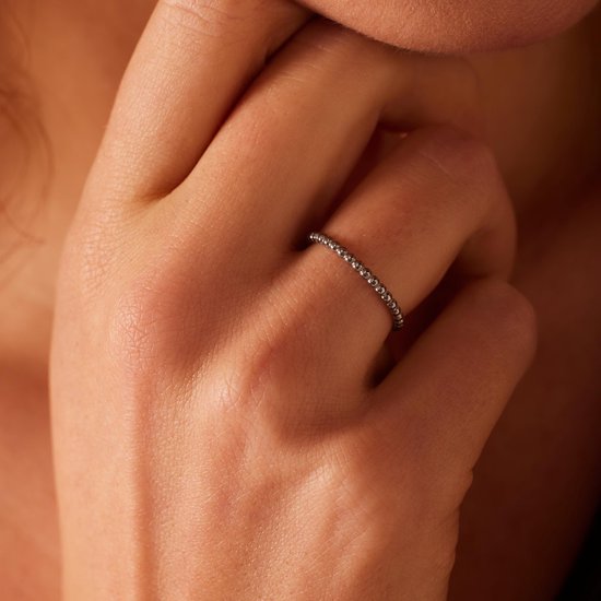 Lucardi Bague Femme Acier Boule 1,5 mm - Ring - Acier - Argent - 16 / 50 mm