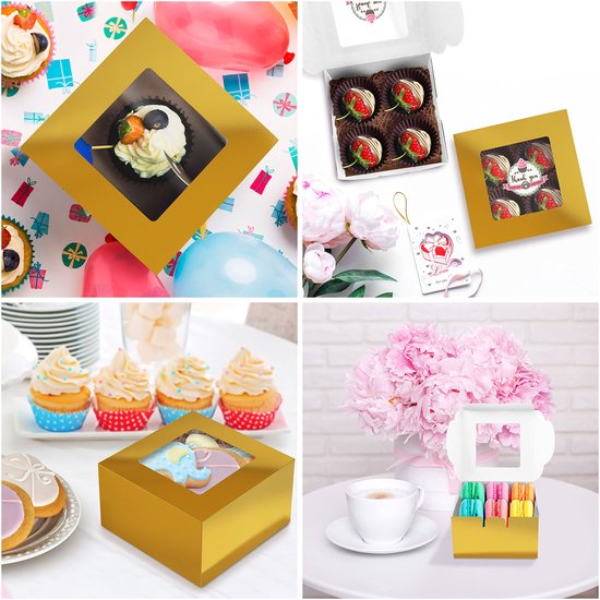 Belle Vous Bruin Papier Hobby Enkele Bakkerij Gebak Doosjes met Raam en Handvat (50 Pak) – 9,39 x 9,39 x 10,66 cm – Wegwerp Verpakking Doosjes – Koekjes, Cupcakes, Deserts & Taartjes vanaf € 16,49 (april 2026
