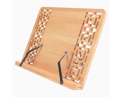 Kurtzy Aanpasbare Bamboe Kookboeken Recepten Lees Houder Standaard – 33,5 x 24cm – Vouwbare Boekensteun – Houd Grote en Kleine Leesboeken, Muziek, Keuken Kook Boeken, iPads en Tablets