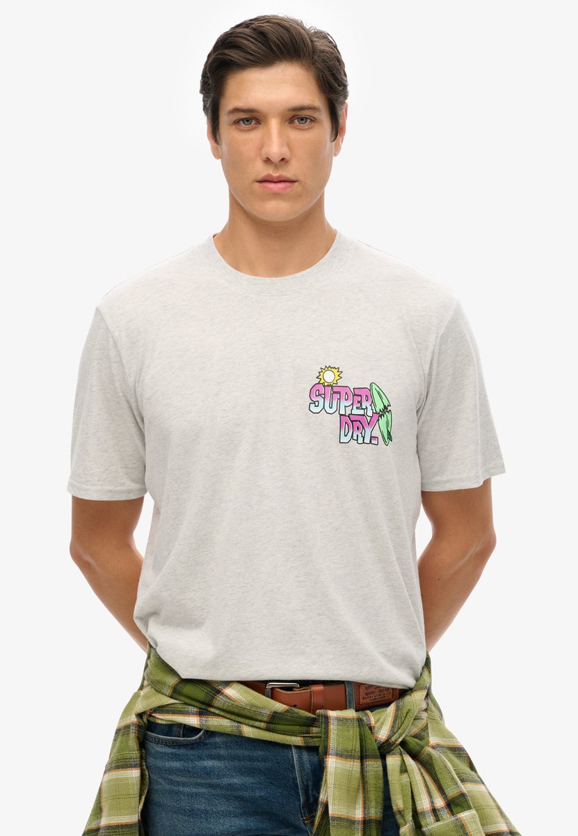 Superdry Neon Travel T-shirt met losse pasvorm Heren T-shirts Grijs