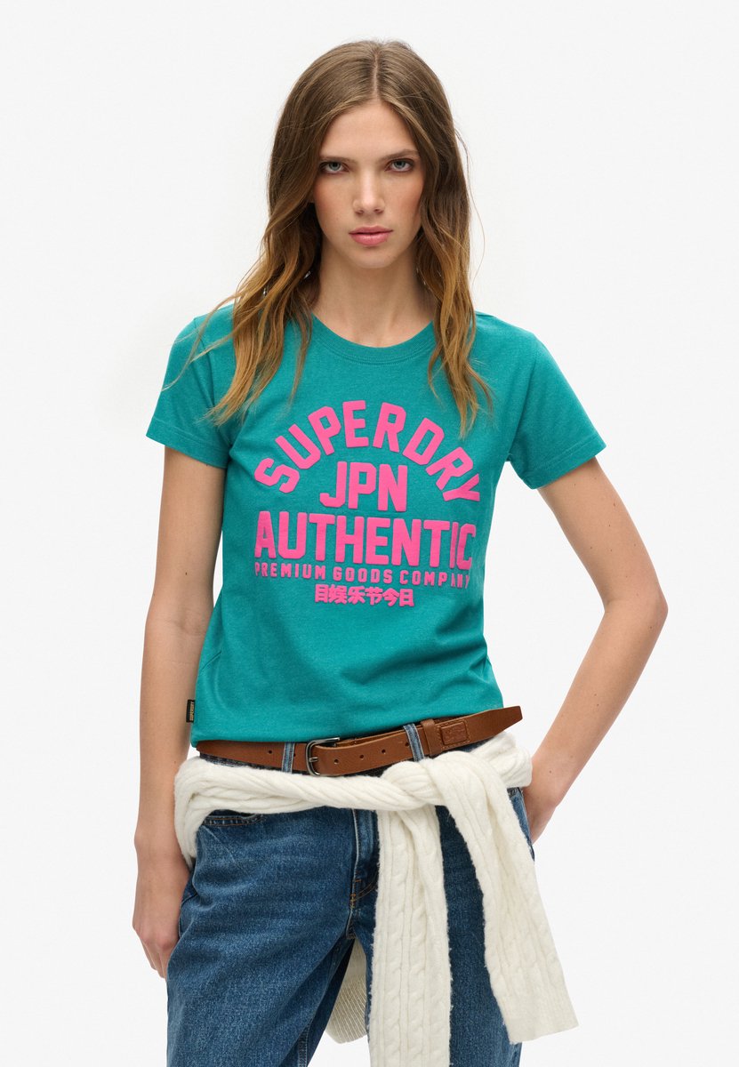 Superdry Aansluitend T-shirt met puffprint Dames T-shirts Groen