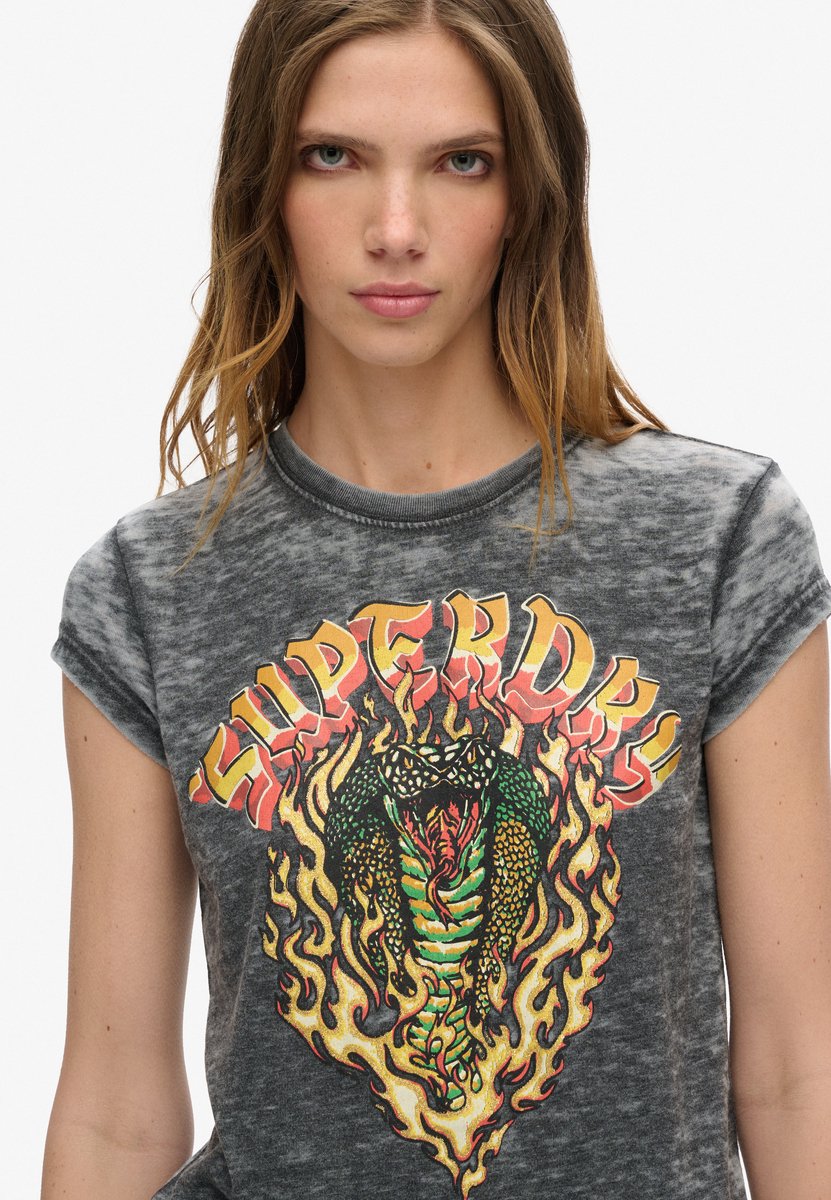 Superdry Biker Rock T-shirt met print Dames T-shirts Zwart