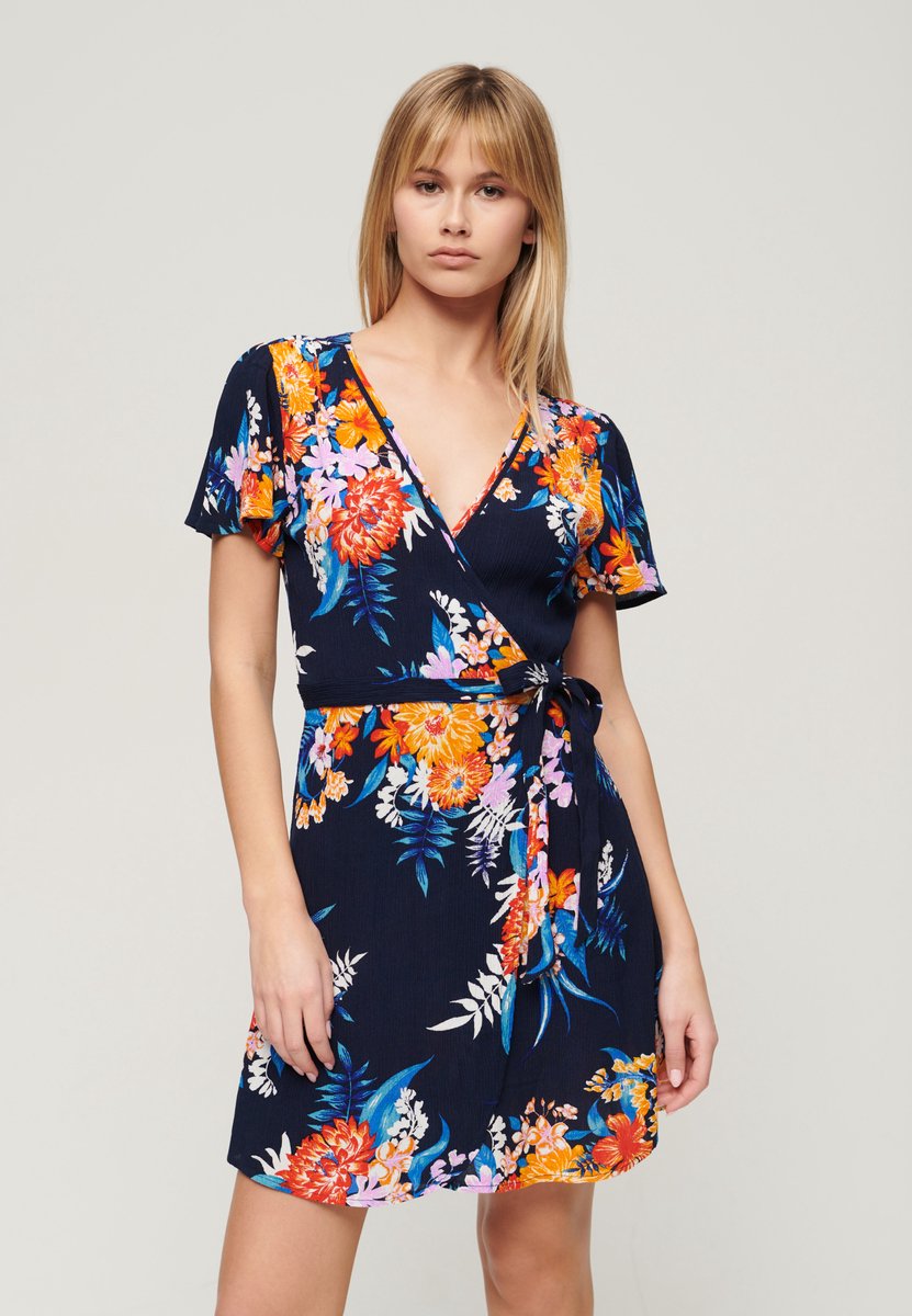 Superdry Mini-wikkeljurk met print Dames Jurken Marineblauw