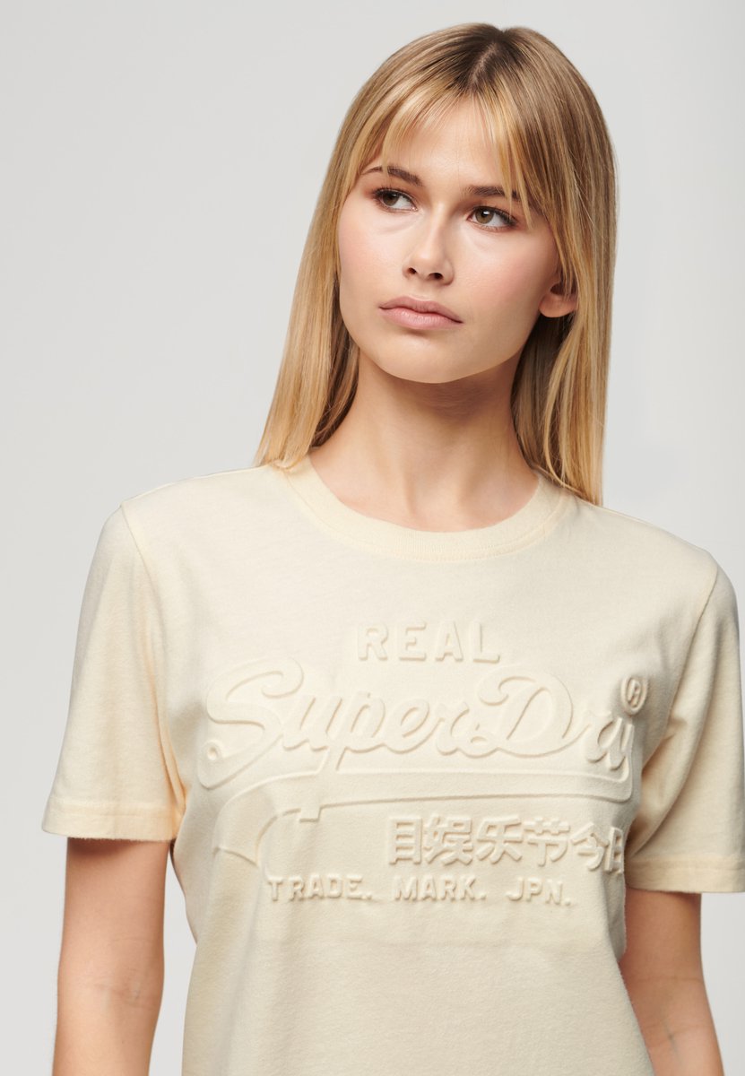 Superdry T-shirt met reliëfopdruk en relaxte pasvorm Dames T-shirts Wit