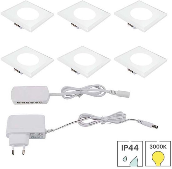 Grebeam 12 stuks 5W led-inbouwspots 230 V, badkamerspot IP44, 450 lm, ultradun 25 mm, koel wit 6000K, gaten 75-90 mm, led-plafondspots voor keuken, woonkamer, slaapkamer