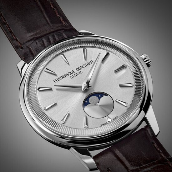 Montre Frédérique Constant Moneta Moonphase FC-206S3S6 - Cuir - Marron - Ø 37 mm