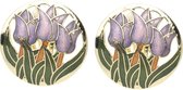 Behave® Clip oorbellen oorclips tulpen goud kleur paars emaille 2,5 cm