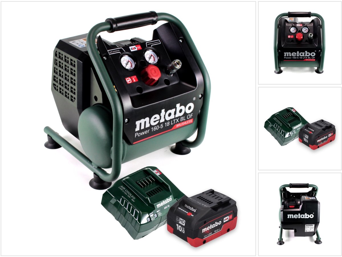 Metabo Power 160-5 18 LTX BL OF Snoerloze compressor 18 V 8,0 bar Brushless + 1x accu 10,0 Ah + lader