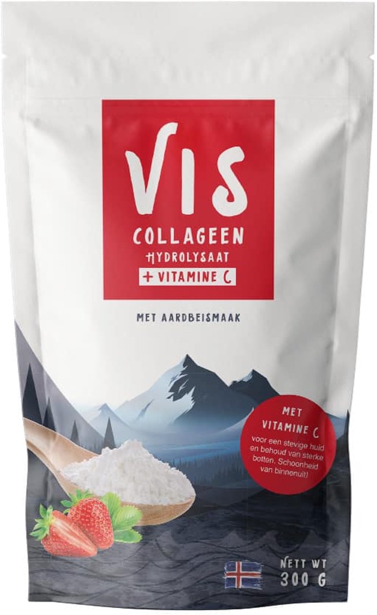 Goedkoopste VIS Collageen met Vitamine C - Aardbeismaak 300 gr