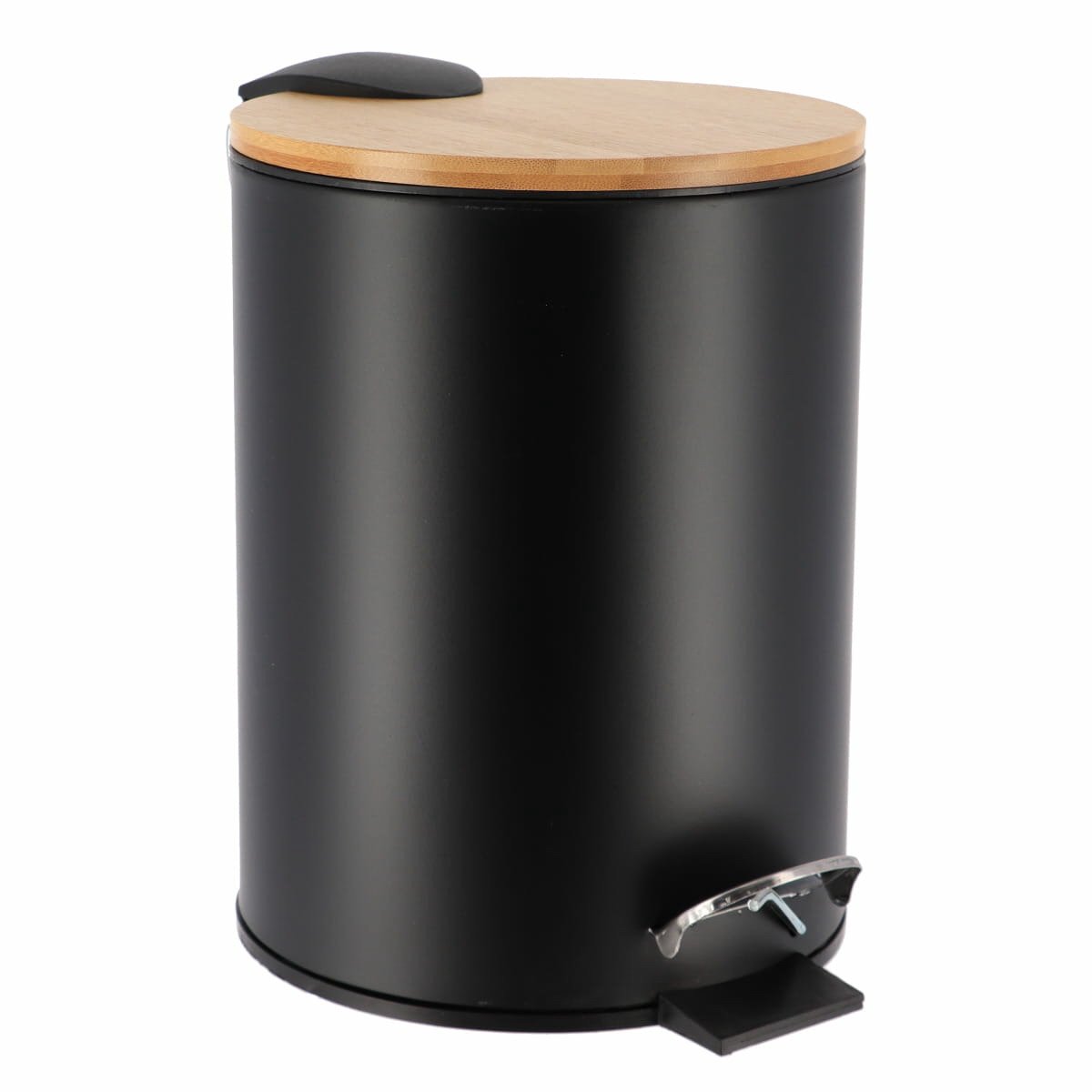 Tendance Badkamer prullenbak/afvalbak Bamboo vibe - soft close - zwart - 3 liter - metaal