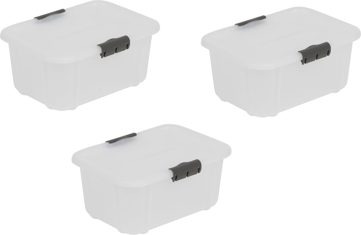 My Ninki ® Transparante Stapelbare Opbergdozen Set van 3 met Deksel voor Huishoudelijk Gebruik