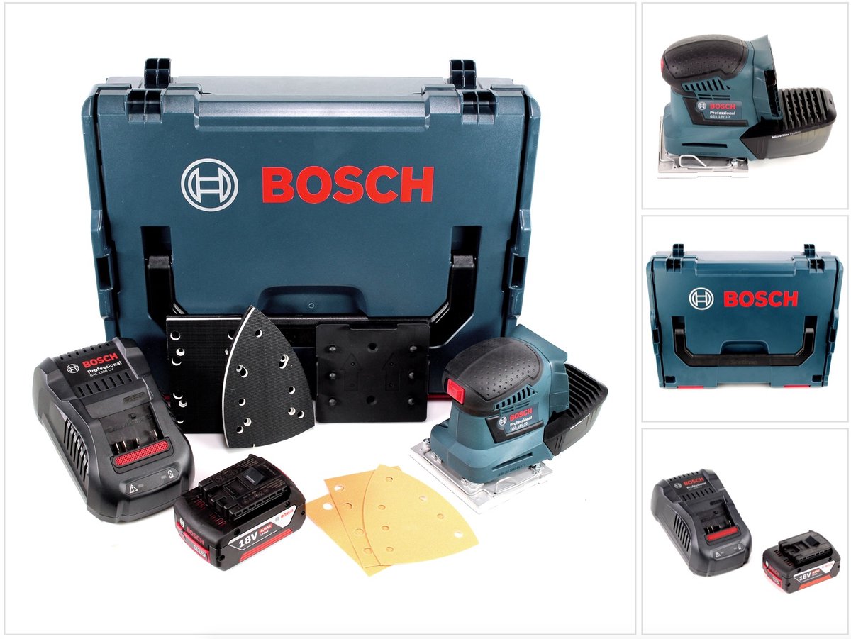 Bosch GSS 18V-10 accu vlakschuurmachine 18V + 1x accu 4.0Ah + lader + L-Boxx