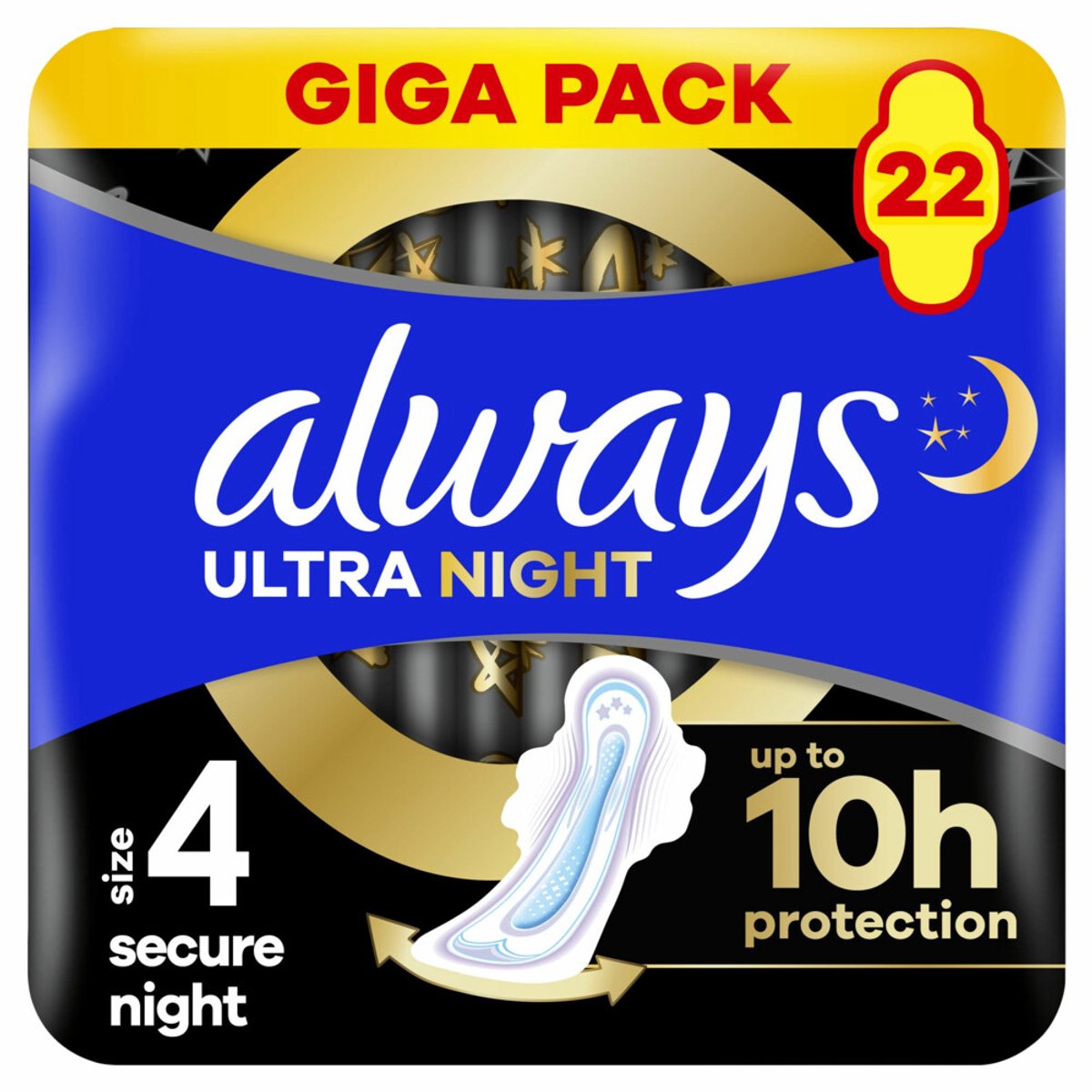 Goedkoopste 4x Always Maandverband Ultra Secure Night 22 stuks
