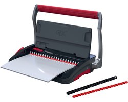 GBC CombBind® CB15 Handmatige Inbindmachine - Plastic Bindruggen - 165 Vel - Zwart/ Rood