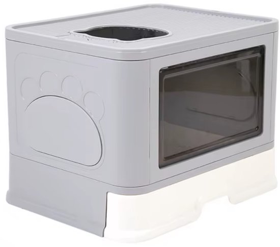 Bac à litière moderne pour chat - Avec griffoir - Meuble pour chat avec tiroir à pelle portable - Design fermé et filtre anti-odeurs - Facile à nettoyer