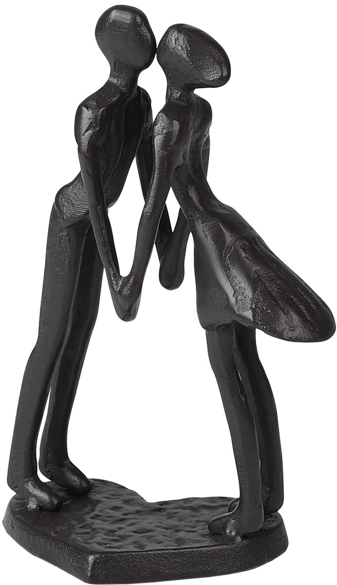 My Ninki ® Abstracte Zwart Gietijzeren Sculptuur van Kussend Paar voor Interieur Decoratie