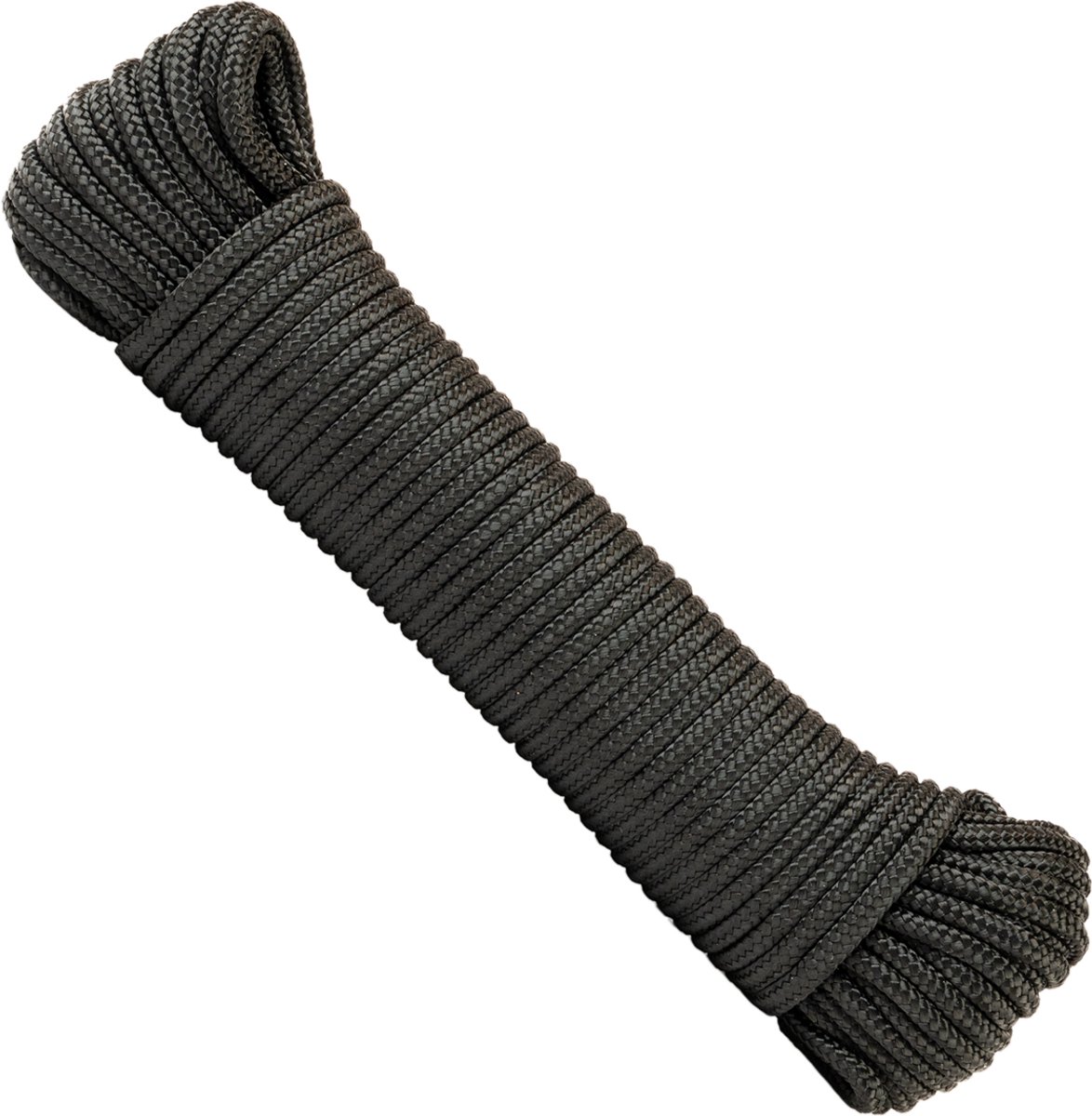 SNURO Nylon touw (4mm, 20m, zwart) - Paracord van stevig gevlochten polyamide - Slijtvast en sterk - Breekkracht 275kg