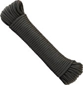 SNURO Nylon touw (4mm, 20m, zwart) - Paracord van stevig gevlochten polyamide - Slijtvast en sterk - Breekkracht 275kg