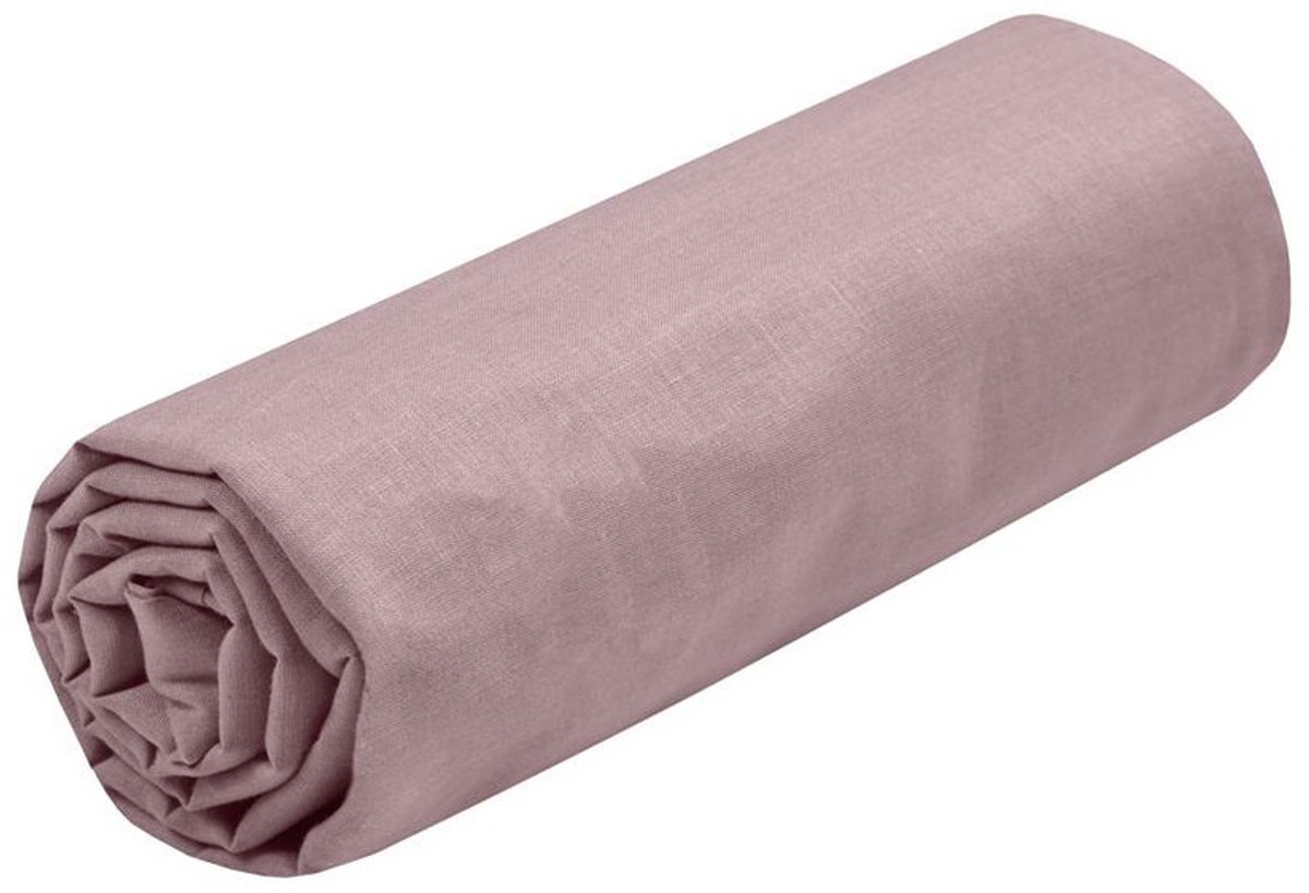 Stof Textiles Hoeslaken Eden - 1-persoons - 90 x 190 cm - oudroze - hotelkwaliteit - ademend katoen - 30 cm matrasdikte