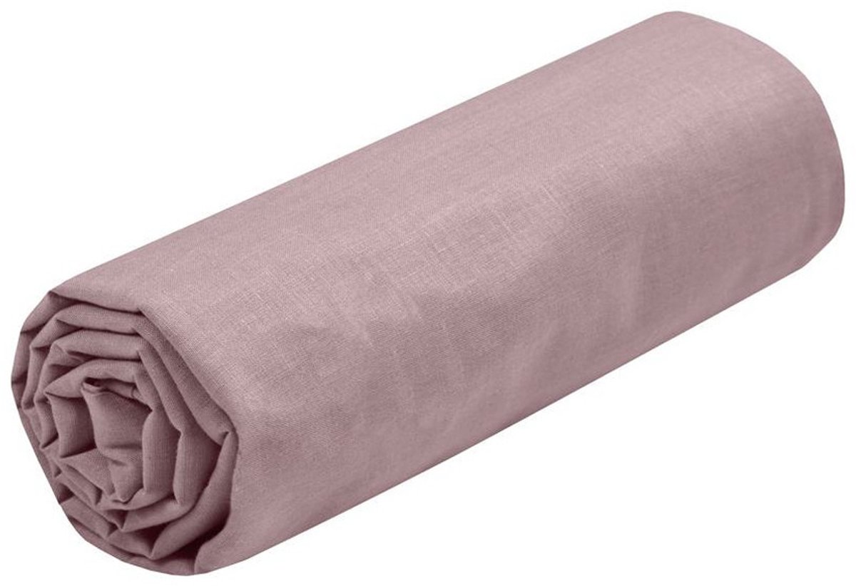Stof Textiles Hoeslaken Eden - twijfelaar - 140 x 190/200 cm - oudroze - hotelkwaliteit - ademend katoen - 30 cm matrasdikte