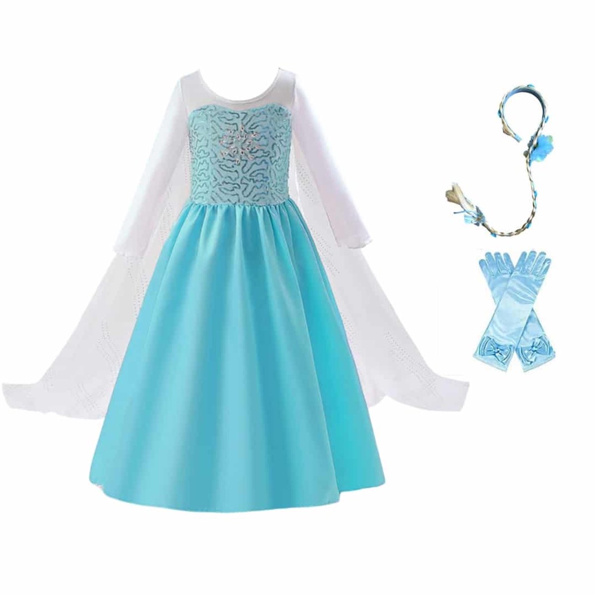 Het Betere Merk prinsessenjurk meisje - Elsa jurk - verkleedjurk - maat 146/152 - Frozen verkleedkleding - prinsessen speelgoed- verkleedkleren meisje