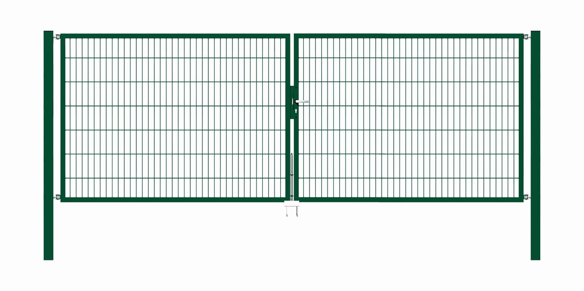 Alberts 649135 Dubbele poort Flexo met toebehoren, groen, breedte 400 cm, hoogte 140 cm