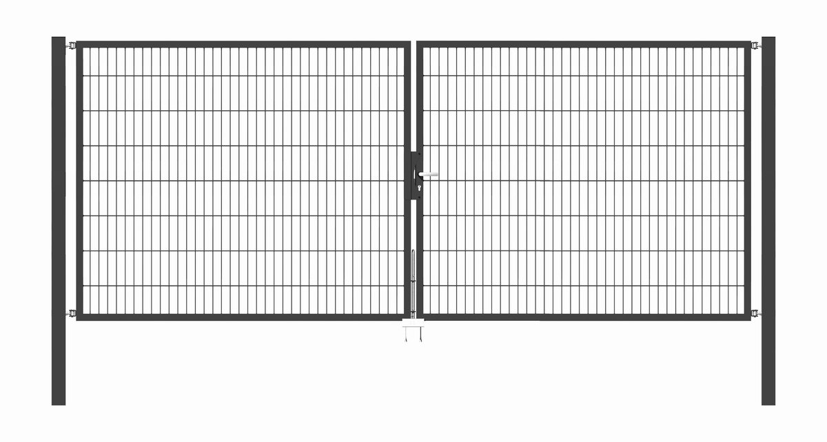 Alberts 650445 Dubbele poort Flexo met toebehoren, antraciet, breedte 400 cm, hoogte 160 cm