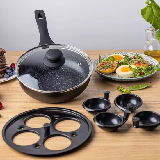 Klausberg KH-1806 - Granieten Pan - 20cm - Deksel - Wkład dla Eieren van Merkloos — afbeelding 5