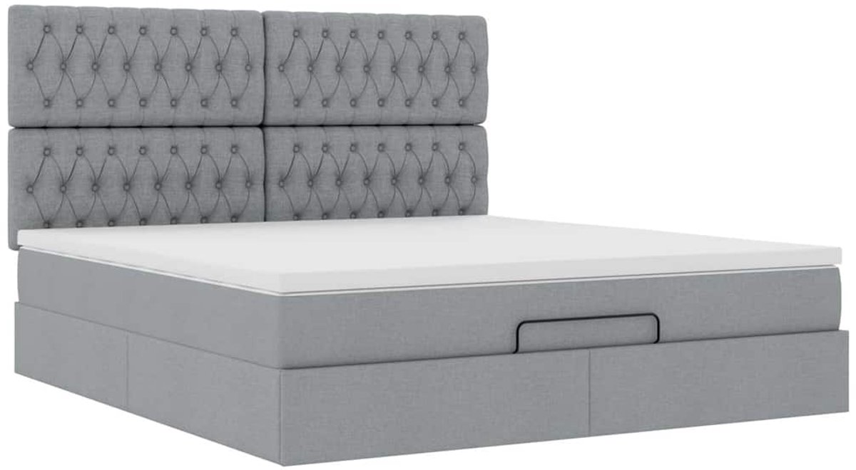 vidaXL - Ottoman - bed - met - matras - 160x200cm - stof - lichtgrijs