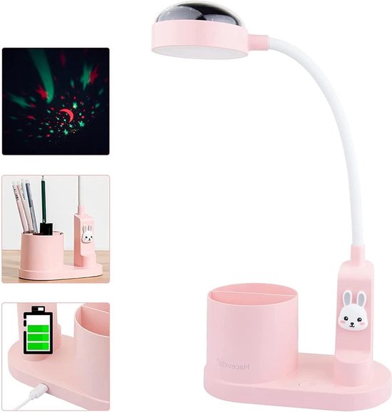 Kinderbureaulamp met penhouder, schattige led-bureau-tafellamp