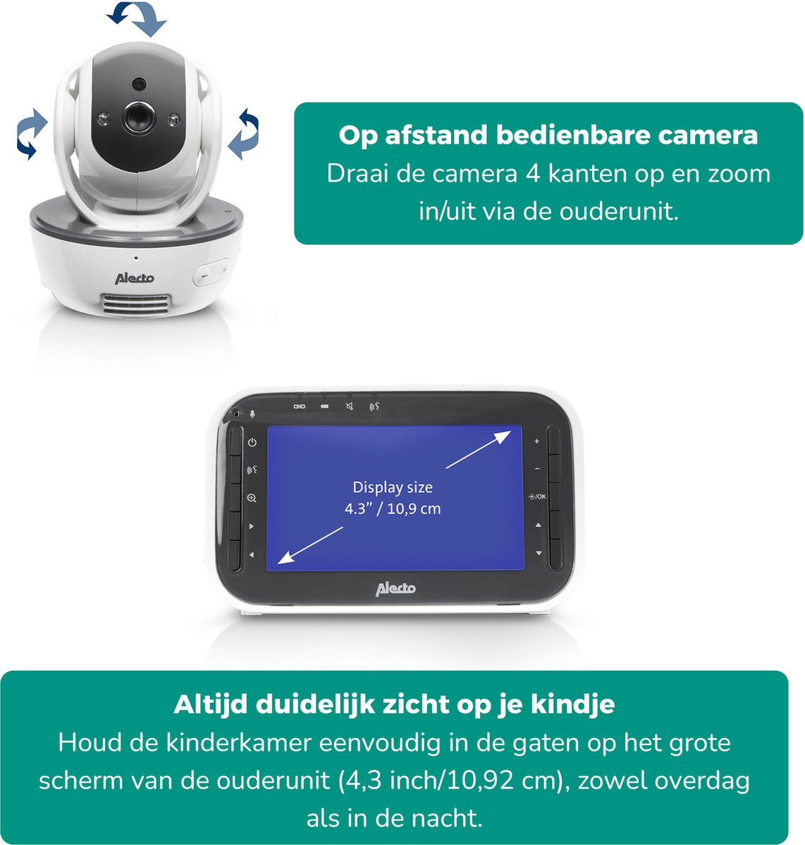 Afbeelding 2 van Alecto DVM200M - Babyfoon met Camera - Op afstand Beweegbaar - Wit