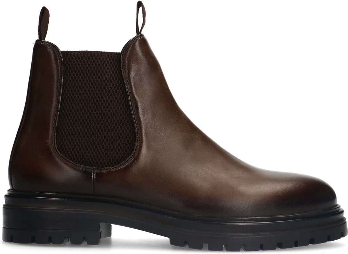 Manfield - Heren - Bruine leren chelsea boots - Maat 44