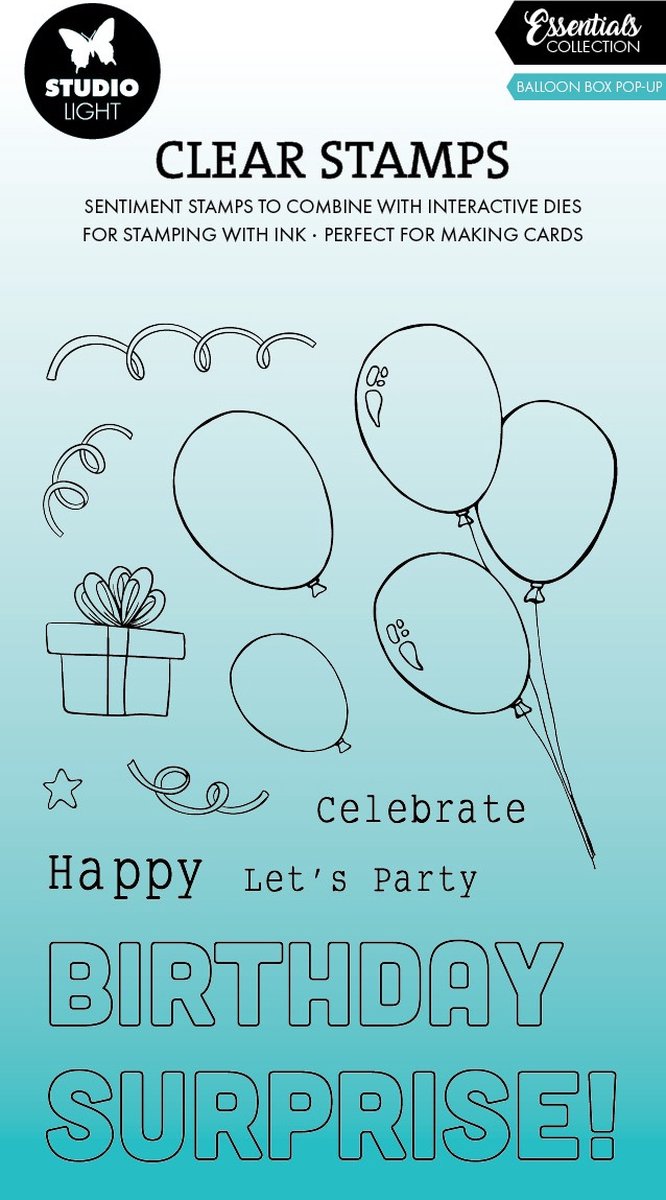 Clear stamp Balloon box pop-up - Essentials nr. 759