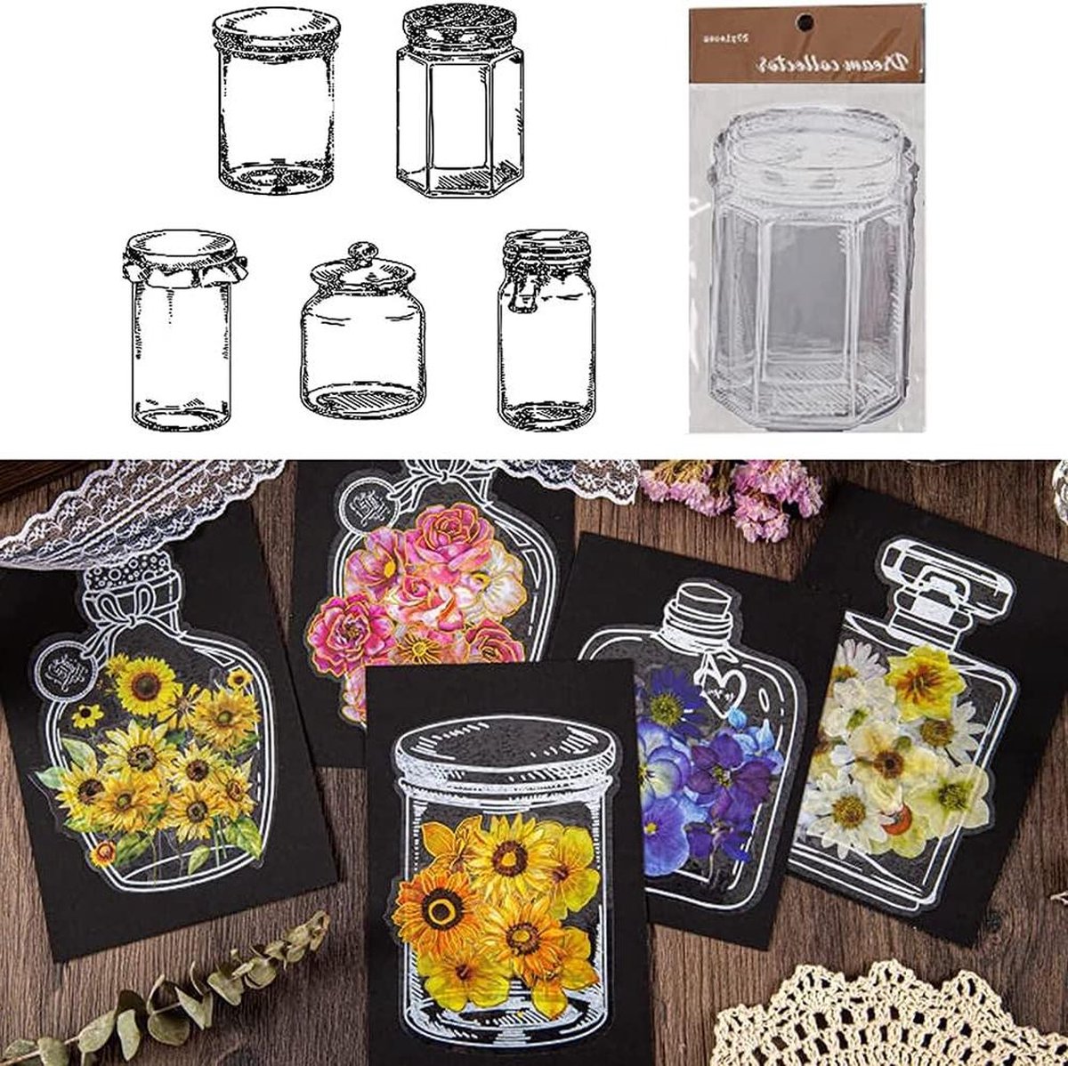 Dried Flower bladwijzer - transparante gedroogde bloemen - huisgemaakte bladwijzers - glaswaren stickers - doe-het-zelf gedroogde bloemen bladwijzer (20 stuks)